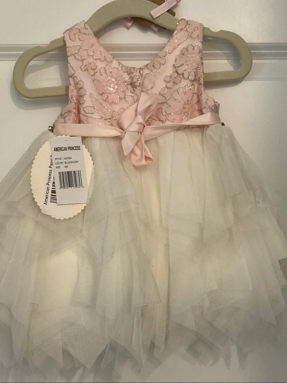 American Princess Blush Pink Sequin Floral Tulle Dress